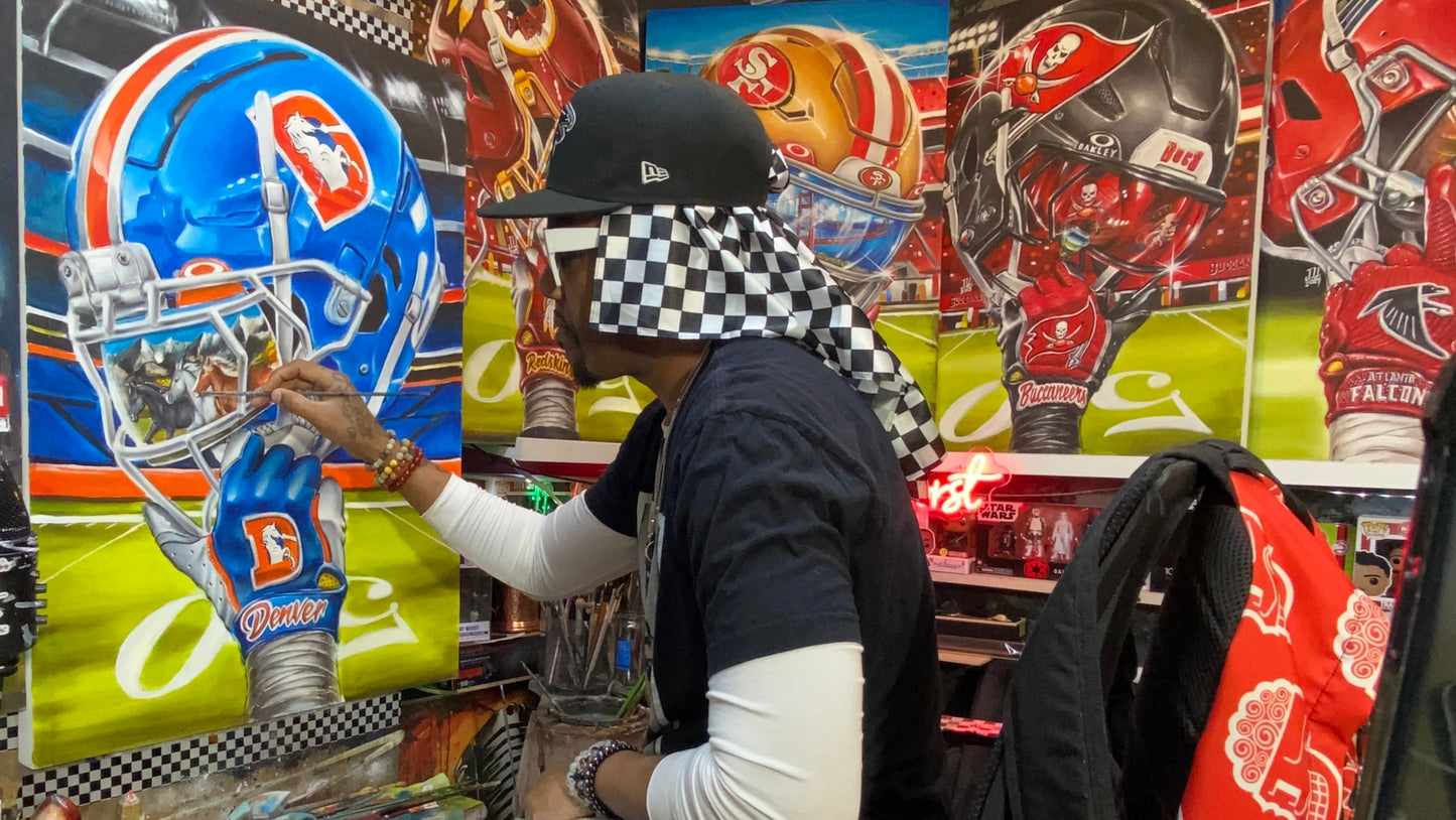 Denver Painting by Jeremy Worst 2025 Sports Football Canvas Print Artwork helmet Nfl Football