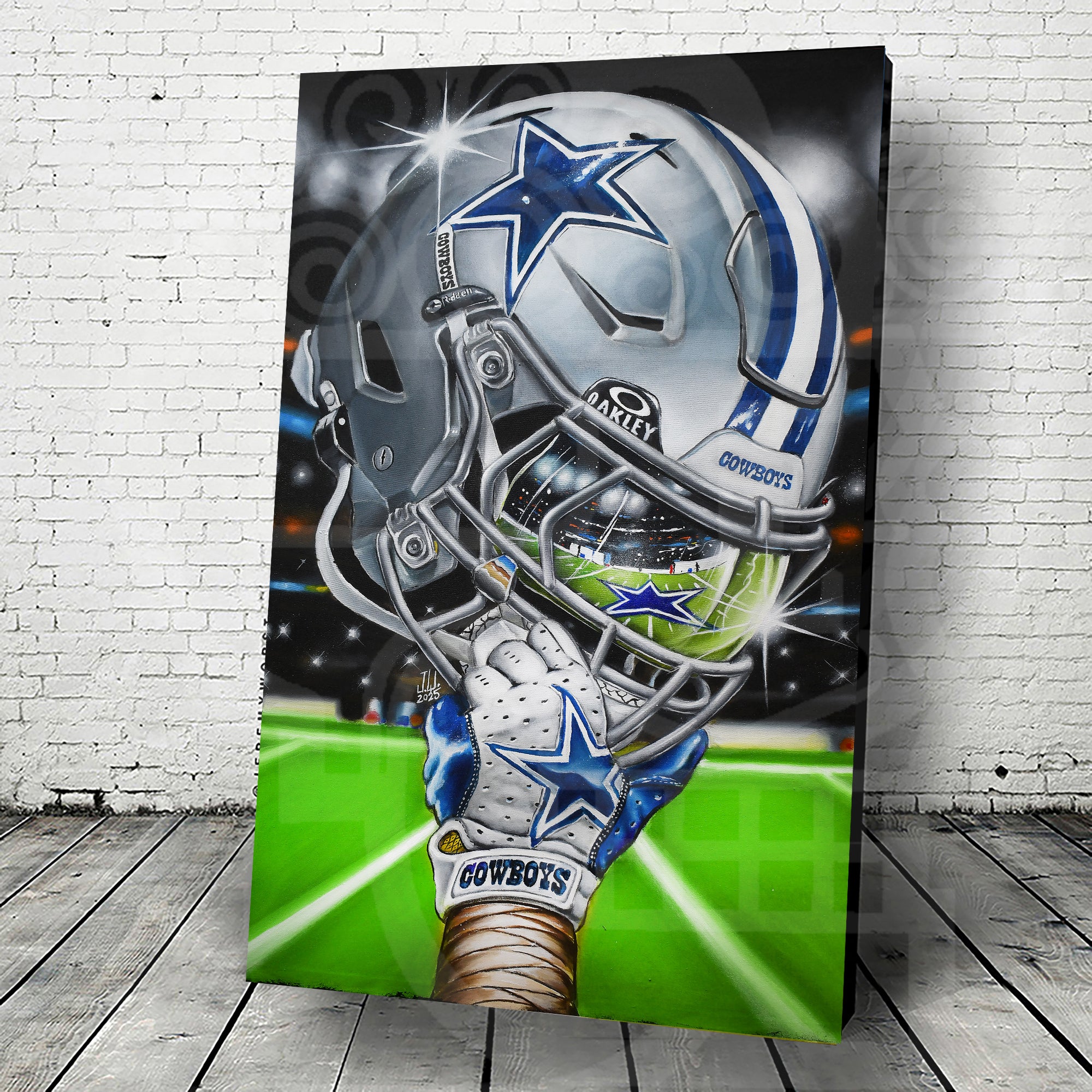 dallas cowboys helmet in stadium football canvas wall art Cowboys 2024 Original Painting by Jeremy Worst sports Canvas Print Art – JEREMYWORST