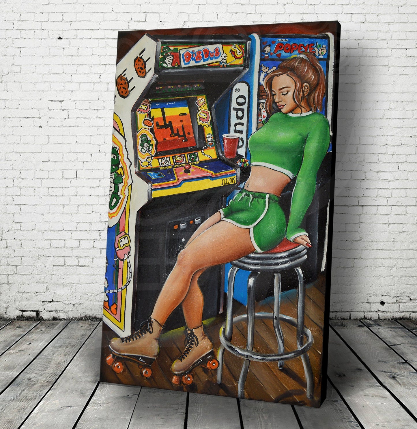 JEREMY WORST DigDug Retro Arcade painting Artwork poster roller skates quad barcade wall art decor sexy joust cabnit stool hentai anime