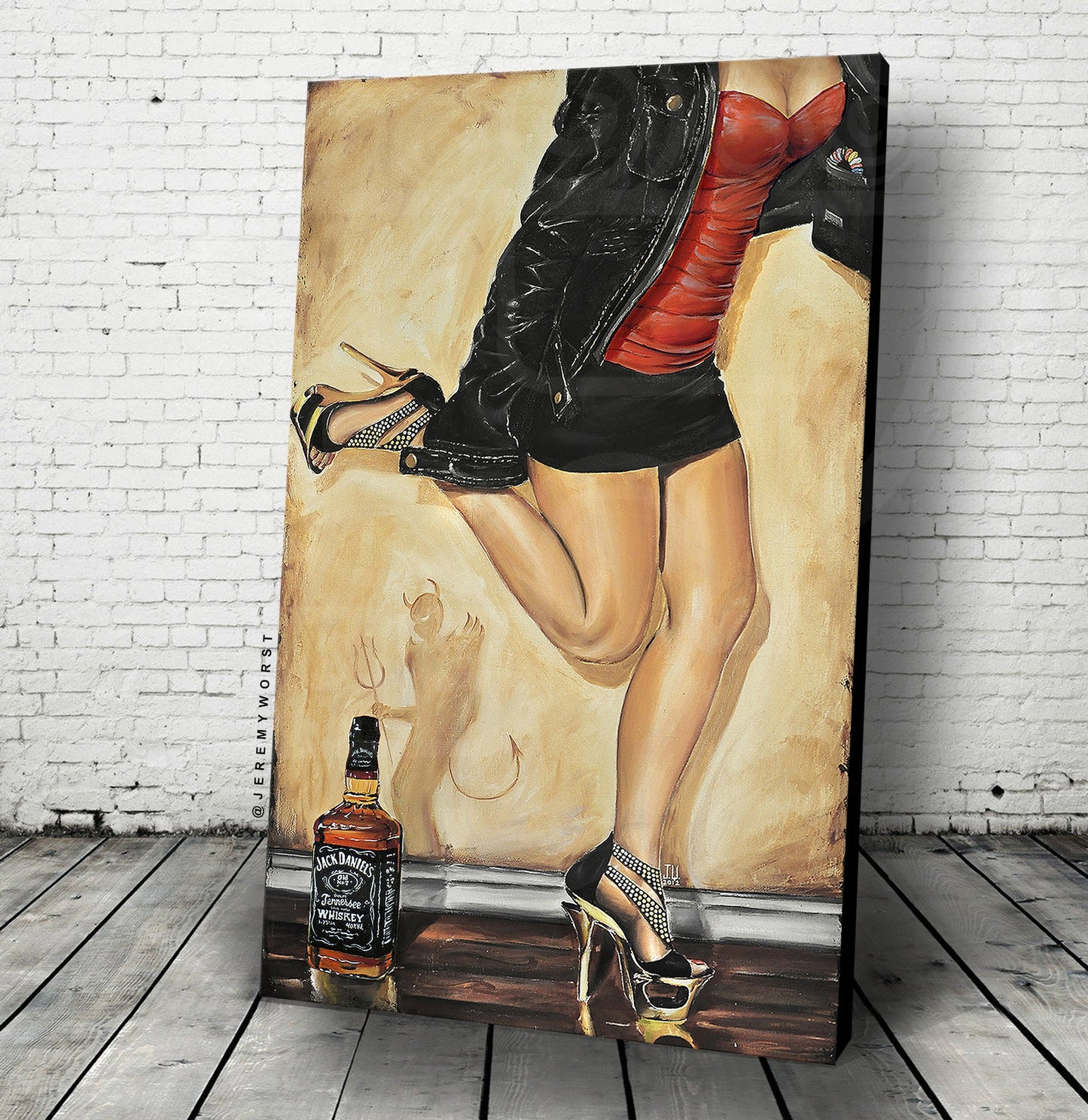 JEREMY WORST Dancing With the Devil 2 Jack daniels Original Artwork Signed Fine art Print poster anime jewelry alcohol