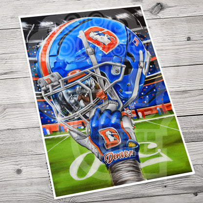 Denver Painting by Jeremy Worst 2025 Sports Football Canvas Print Artwork helmet Nfl Football