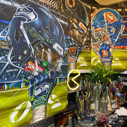 Seattle Seahawks by Jeremy Worst 2025 Sports Football Canvas Print Artwork helmet Nfl Football