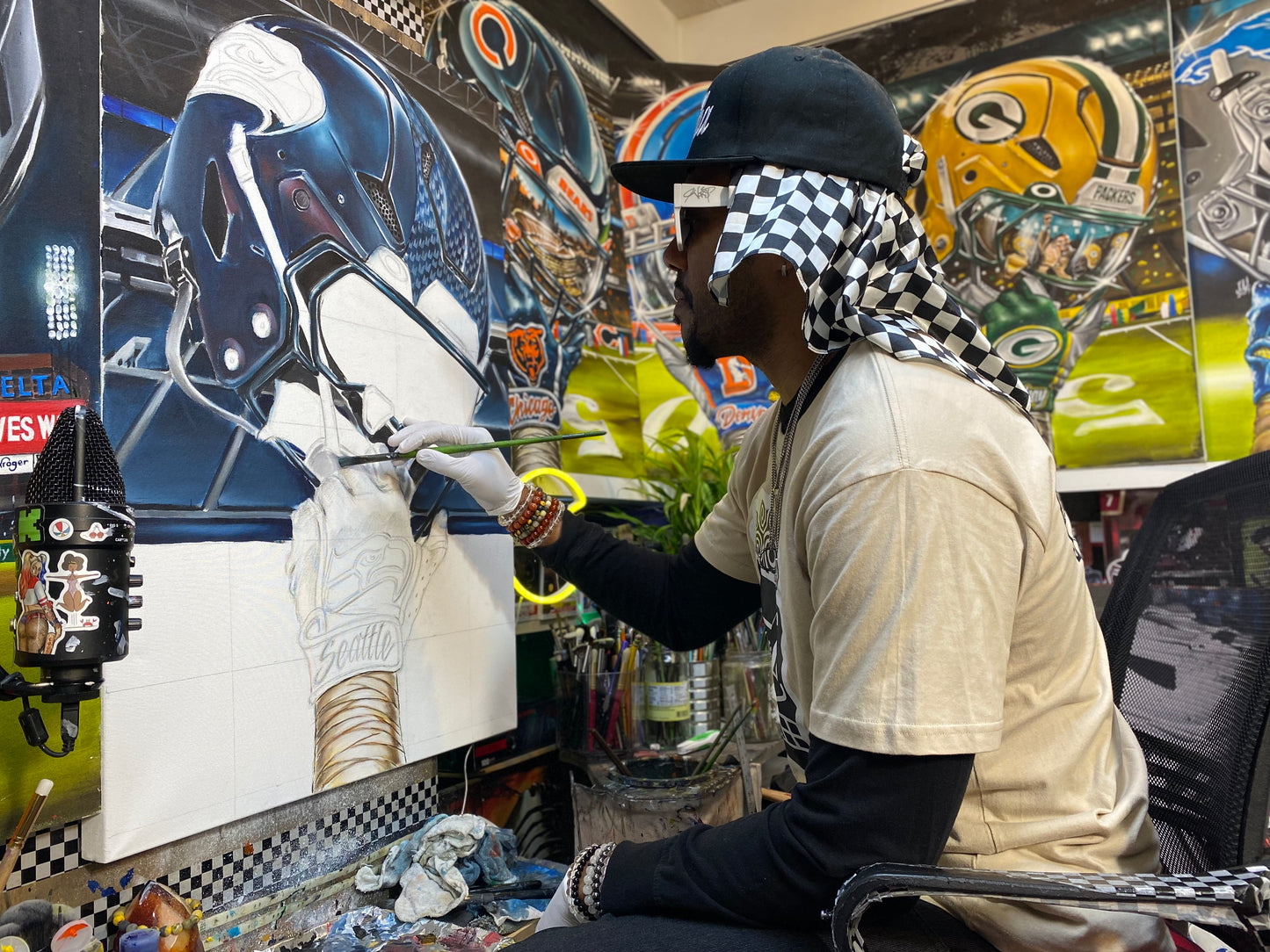 Seattle Seahawks by Jeremy Worst 2025 Sports Football Canvas Print Artwork helmet Nfl Football