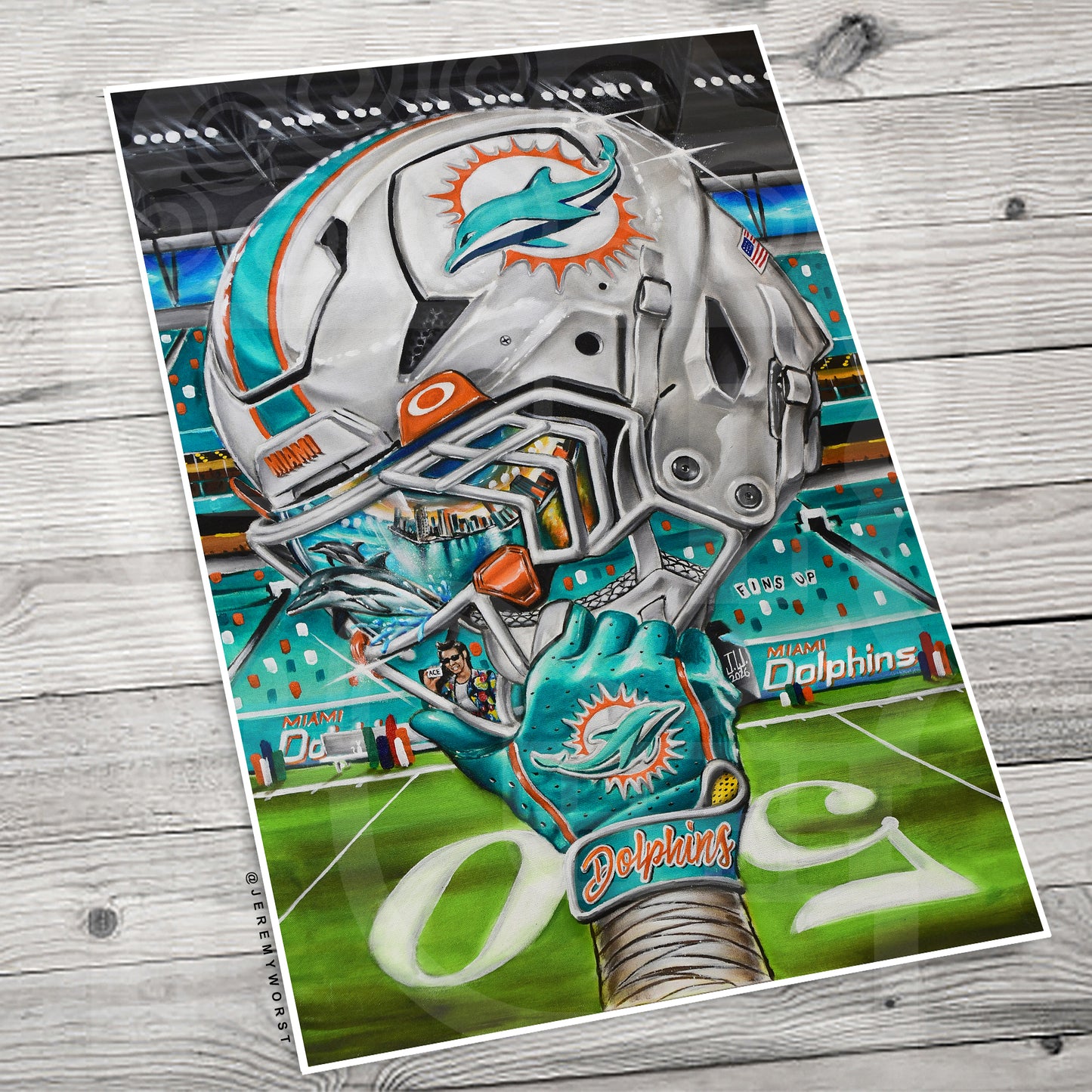 Phins by Jeremy Worst 2026 Sports Football Canvas Print Artwork helmet Nfl Football