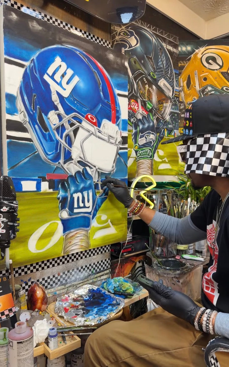 PRE-ORDER NY Giants by Jeremy Worst 2025 Sports Football Canvas Print Artwork helmet Nfl Football