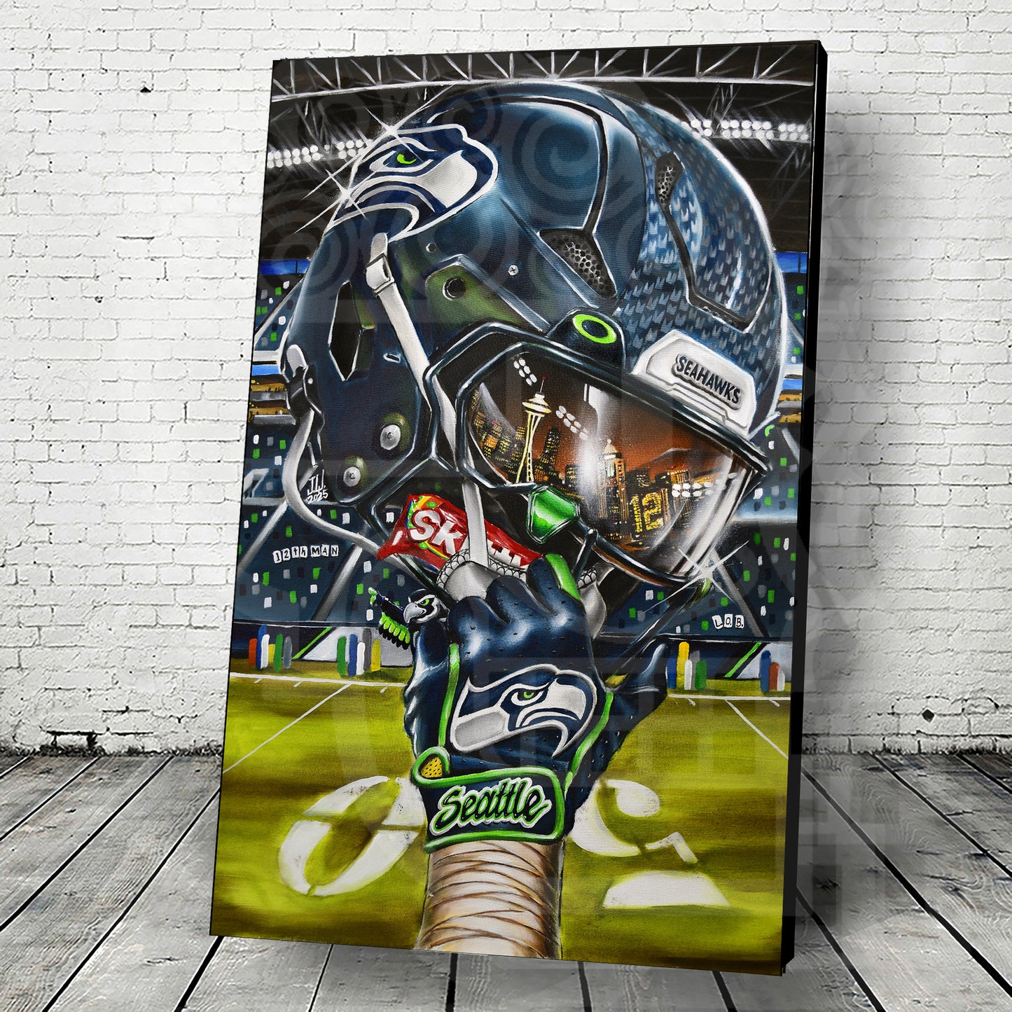 Seattle Seahawks by Jeremy Worst 2025 Sports Football Canvas Print Artwork helmet Nfl Football