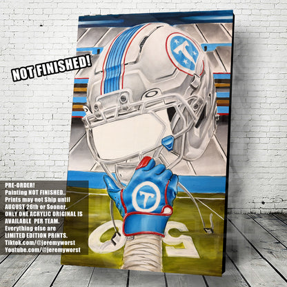 PRE-ORDER! Titan Up by Jeremy Worst 2026 Sports Football Canvas Print Artwork helmet Nfl Football