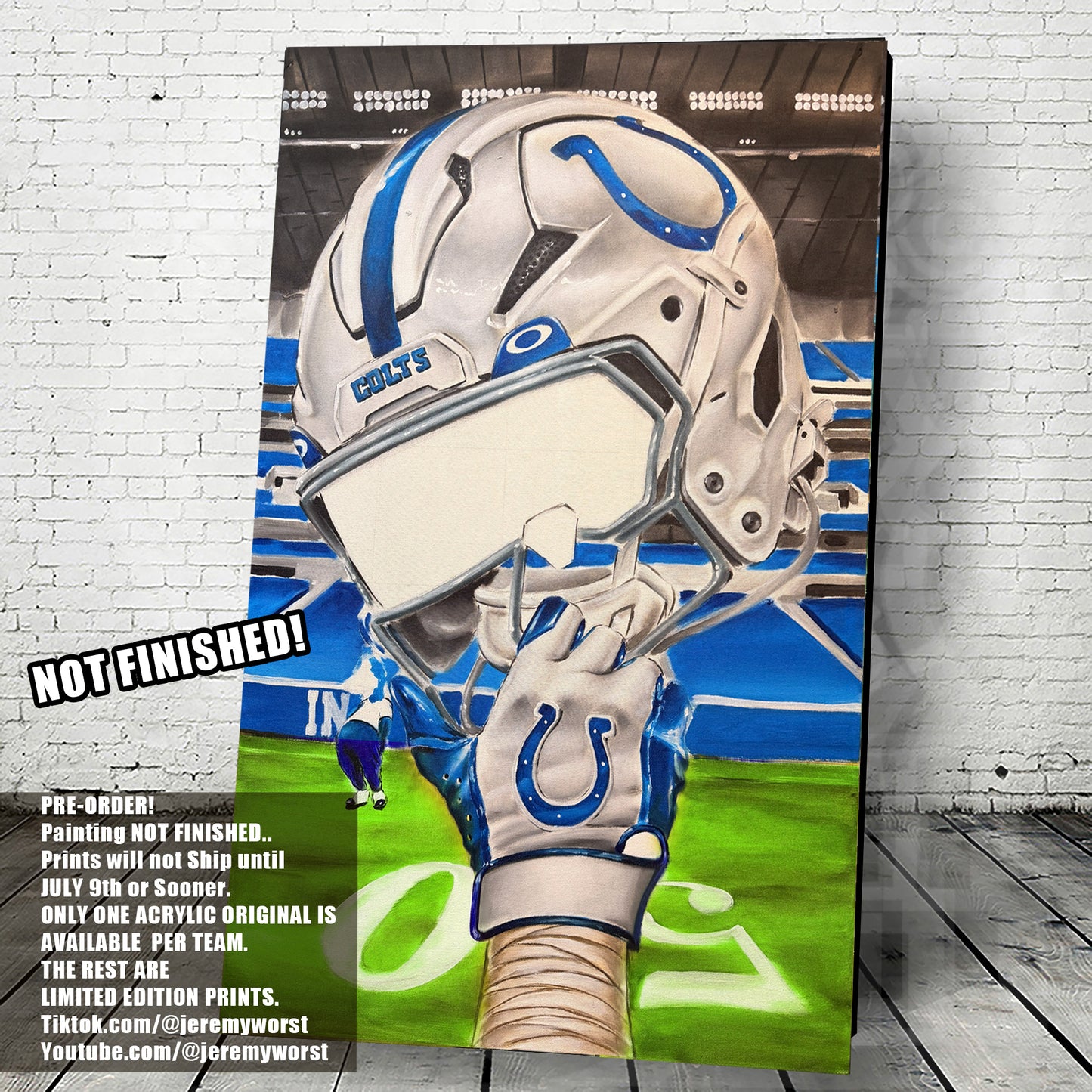 Colts by Jeremy Worst 2025 Sports Football Canvas Print Artwork helmet Nfl Football