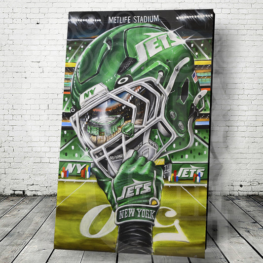 Jets by Jeremy Worst 2025 Sports Football Canvas Print Artwork helmet Nfl Football