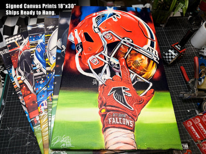 JEREMY WORST Atlanta Falcons 2024 RISE UP Dirty Birds  sports Canvas Print Artwork helmet Nfl