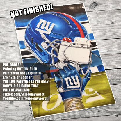 PRE-ORDER NY Giants by Jeremy Worst 2025 Sports Football Canvas Print Artwork helmet Nfl Football