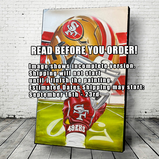 (PRE-ORDER ) 49ers 2024 Painting sports Canvas Print Artwork helmet Nfl Football