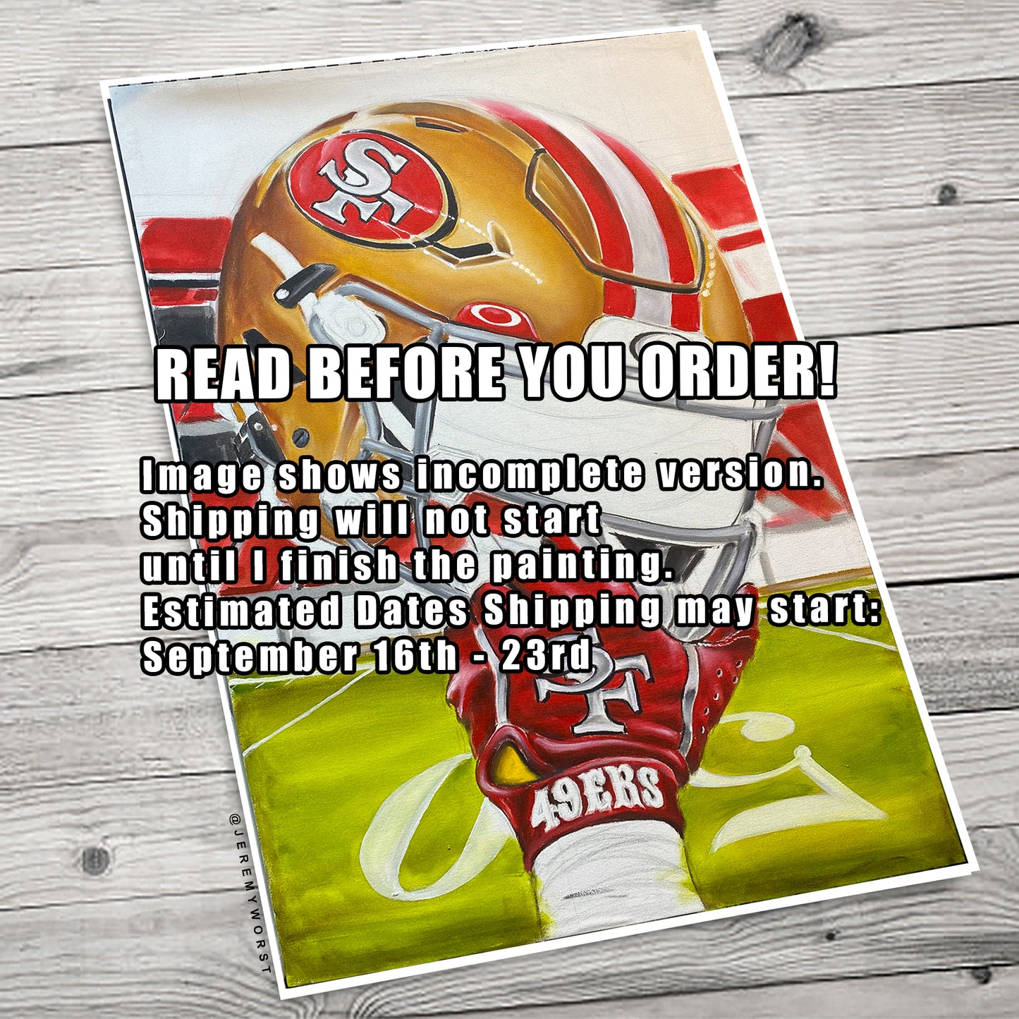 (PRE-ORDER ) 49ers 2024 Painting sports Canvas Print Artwork helmet Nfl Football