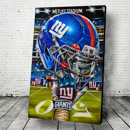 PRE-ORDER NY Giants by Jeremy Worst 2025 Sports Football Canvas Print Artwork helmet Nfl Football