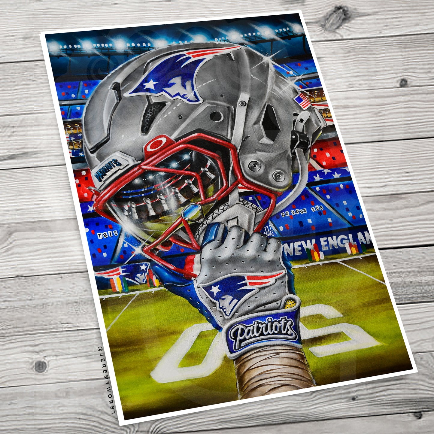 Patriots  by Jeremy Worst 2026 Sports Football Canvas Print Artwork helmet Nfl Football