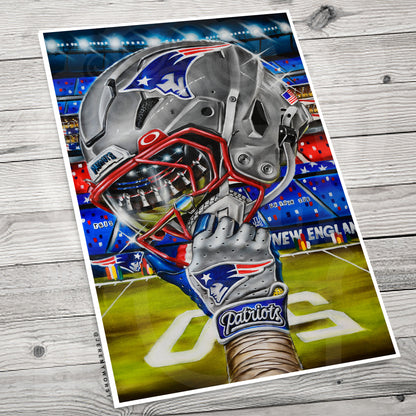 Patriots  by Jeremy Worst 2026 Sports Football Canvas Print Artwork helmet Nfl Football