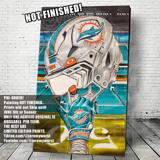 Phins by Jeremy Worst 2025 Sports Football Canvas Print Artwork helmet Nfl Football