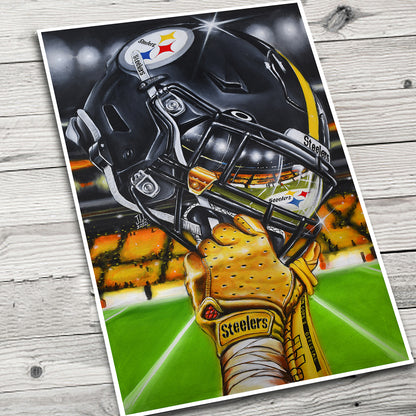 football field helmets hpainting helmet painting Bittersweet Canvas Peyton Manning Denver Broncos Autographed